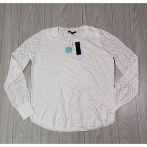 Lety & Me Vittoria Pointelle Sleeve Sweater Off White Size S Stitch Fix